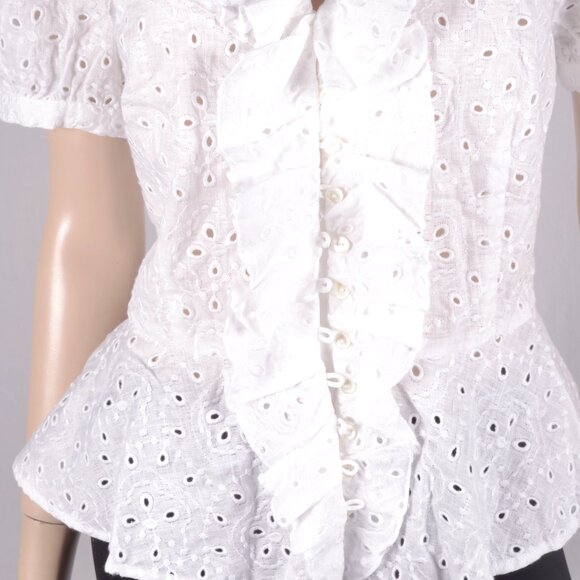 Polo Ralph Lauren Ruffled Linen Eyelet Blouse - Picture 7 of 8